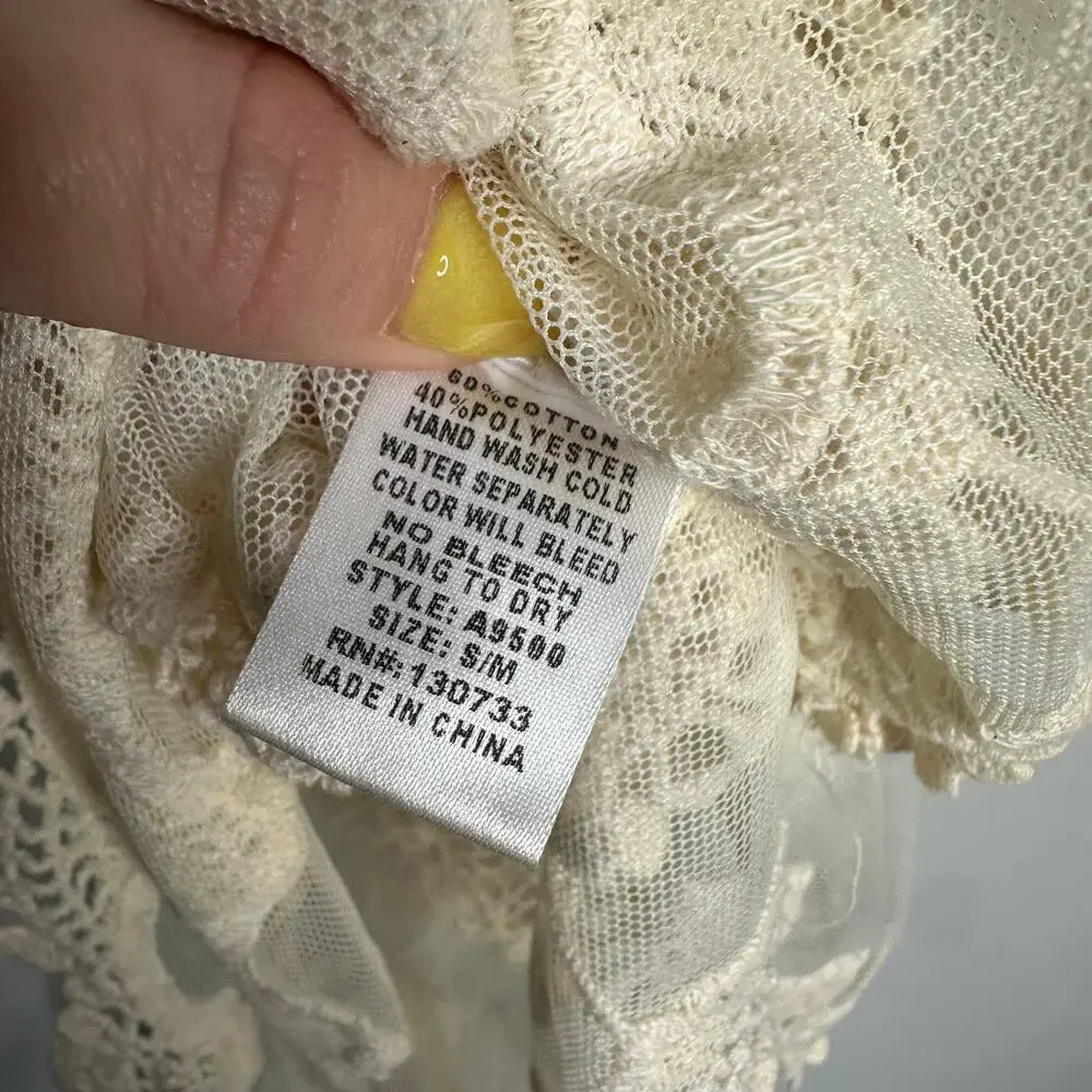 Umgee Women's Cream Cotton Blend Crochet Mesh Cut Out Racerback Tank Size S/M - Picture 6 of 9